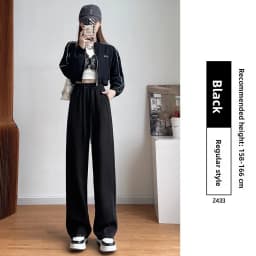 Afashion Thickened Fleece High Waist Warm Banana Narrow Style Sports Wide Leg Pants Women Autumn Winter Loose Casual Straight Lo