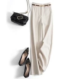 High Waist Wide Leg Pants Women's Loose Fit Woolen Casual Long Trousers Commute Style Korean Version with Pockets