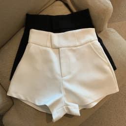Afashion High Waist White Suit Shorts Women's Casual Wide Leg Pants Straight Cut Slimming Summer New Style Korean Style Comm