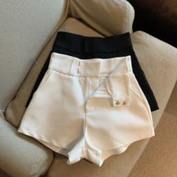 Afashion High Waist White Suit Shorts Women's Casual Wide Leg Pants Straight Cut Slimming Summer New Style Korean Style Comm