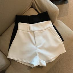 Afashion High Waist White Suit Shorts Women's Casual Wide Leg Pants Straight Cut Slimming Summer New Style Korean Style Comm