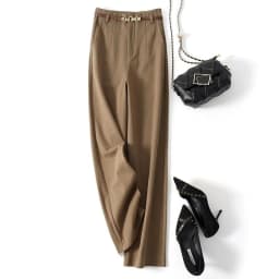 CGC Korean Fashion High Waist Loose Wide Leg Pants Women Woolen Trousers Simple Solid Straight Baggy Pants Casual Jogging Pants