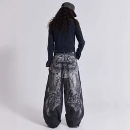 Hip Hop American Y2K Women Jeans High Street Vintage Gothic Print Fashion Casual Couple Wide-leg Pants Unisex Punk Work Pants