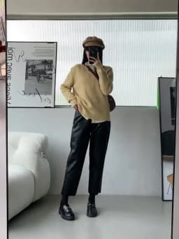 Seoulish Autumn Winter PU Faux Leather Women's Wide Leg Pants High Waist Female Casual Loose Ankle Length Trousers 2023 New