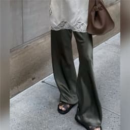 Women Satin Wide Leg Flowy Pants Silk Casual Dressy Long Dress Pants Elastic Solid Color Satin Pant Waisted Trousers