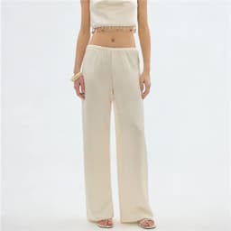 Women Satin Wide Leg Flowy Pants Silk Casual Dressy Long Dress Pants Elastic Solid Color Satin Pant Waisted Trousers