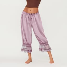 Women Summer Y2K Vintage Lace Trim Pants Pettipants Long Bloomers Pants Under Dress Pantaloons Cute Ruffles Pumpkin Pants