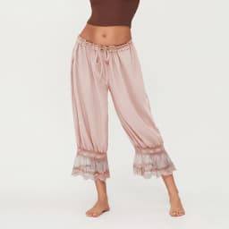 Women Summer Y2K Vintage Lace Trim Pants Pettipants Long Bloomers Pants Under Dress Pantaloons Cute Ruffles Pumpkin Pants
