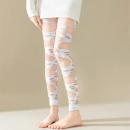 Women Gothic Punk Hollow Out Mesh Pantyhose Sexy Black Ripped Fishnet Tight Stockings Egirl Streetwear Leggings JK Cropped Pants