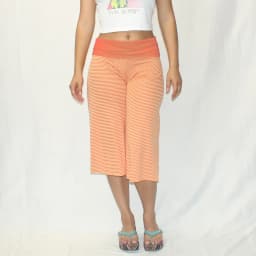 Womens Y2K Striped Fold Over Waist Culottes Vintage Wide Leg Capri Pants Casual Loose Fit Loungewear for Summer Beach Streetwear