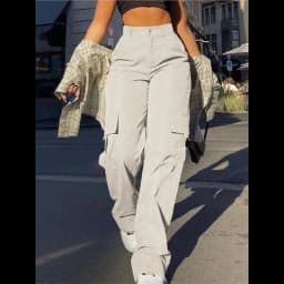 Women's Loose Cargo Pants High Waist Wide Leg Solid Color Full Length Trousers With Pockets Casual All Seasons Long Pantalones