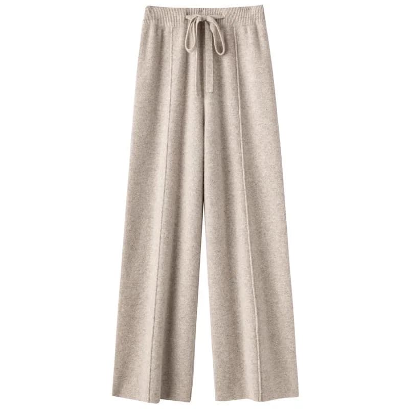 2026 Autumn Winter New  Women's High Waist Belted Pure Color Center Line Wide Leg Pants Casual Versatile Knitted Straight Leg...