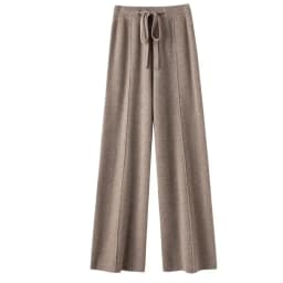 2026 Autumn Winter New  Women's High Waist Belted Pure Color Center Line Wide Leg Pants Casual Versatile Knitted Straight Leg...