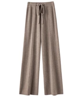 2026 Autumn Winter New  Women's High Waist Belted Pure Color Center Line Wide Leg Pants Casual Versatile Knitted Straight Leg...