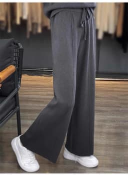 2026 Autumn Winter New  Women's High Waist Belted Pure Color Center Line Wide Leg Pants Casual Versatile Knitted Straight Leg...