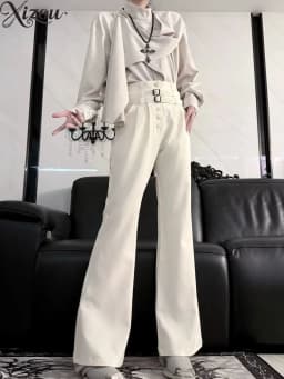Ouji Lolita Knight Pants Unisex Retro High Waist Flared Pant Spring Autumn Cool Slim Fit Neutral Trousers 2026 Button Capris