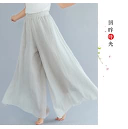 Cotton Linen Wide Leg Pants for Women Summer Casual Loose Pants High Waist Big Swing Skirt Capris Women Clothing PT-565