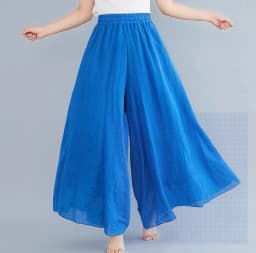 Cotton Linen Wide Leg Pants for Women Summer Casual Loose Pants High Waist Big Swing Skirt Capris Women Clothing PT-565