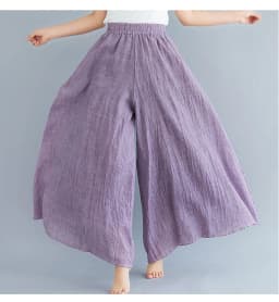 Cotton Linen Wide Leg Pants for Women Summer Casual Loose Pants High Waist Big Swing Skirt Capris Women Clothing PT-565