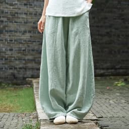 Johnature Autumn Solid Color Pockets Loose Pants 2025 New Women Vintage Elastic Waist Cotton Linen Wide Leg Full Length Pants