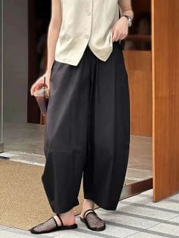 [LANMREM] Minimalism High Waist Bloomers Pants Women Solid Office Lady Fashion Trousers Female Clothes 2025 Summer New 26D9690