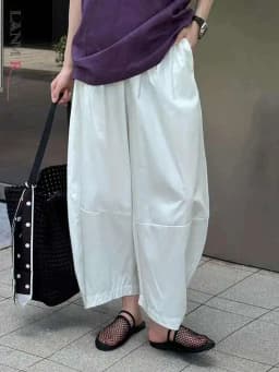 [LANMREM] Minimalism High Waist Bloomers Pants Women Solid Office Lady Fashion Trousers Female Clothes 2025 Summer New 26D9690