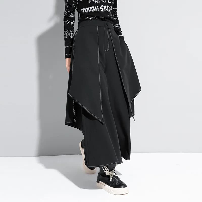 New 2026 Style Extra Layers Design Woman Pants Black Loose All-match Wide Legs Pants Casual Streetwear Hurajuku Trousers Ladies