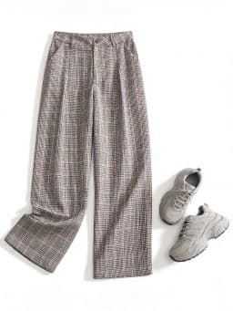 SLTNX 2026 Retro Chic Plaid Pants Women's Loose Pants Fashion Street Casual Pants Office Wear