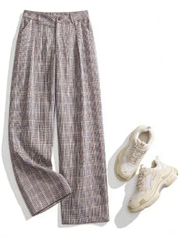 SLTNX 2026 Retro Chic Plaid Pants Women's Loose Pants Fashion Street Casual Pants Office Wear