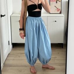 Talenza Summer Fashion Pocket Bloomers Female Trousers Pleated Loose High Waist Patchwork Bandage Streetwear Wide Leg Women Pant