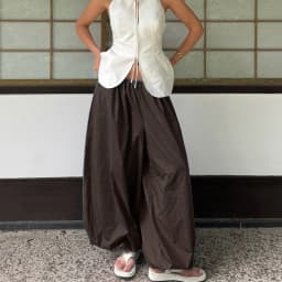 Talenza Summer Fashion Pocket Bloomers Female Trousers Pleated Loose High Waist Patchwork Bandage Streetwear Wide Leg Women Pant