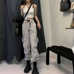 2025 New Harajuku Goth Jogging Cargo Pants Women Streetwear Black High Waist Solid Color Oversized Pants Casual Trousers Female