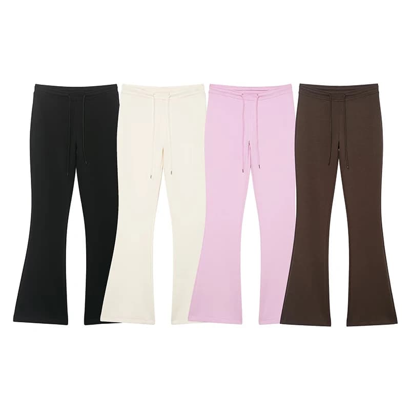 Willshela Women Fashion Solid Drawstring Flare Pants Vintage High Elastic Waist Full Length Female Chic Lady Trousers