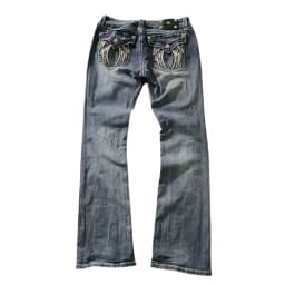 90s Vintage Jeans Female Y2K New Blue Jeans Embroidered Wing Pocket Hip Hop Harajuku Gothic Wide Pants Streetwear Woman Trousers