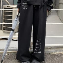 NICEMIX Kaomoji Sweatpants Women Cute Kawaii Cutecore Harajuku Jirai Kei Baggy Wide Leg Gray Joggers Y2K Alt Streetwear Pants