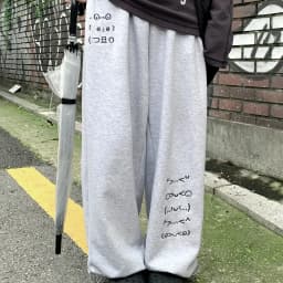 NICEMIX Kaomoji Sweatpants Women Cute Kawaii Cutecore Harajuku Jirai Kei Baggy Wide Leg Gray Joggers Y2K Alt Streetwear Pants