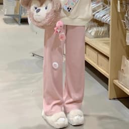 NICEMIX Kaomoji Sweatpants Women Cute Kawaii Cutecore Harajuku Jirai Kei Baggy Wide Leg Gray Joggers Y2K Alt Streetwear Pants