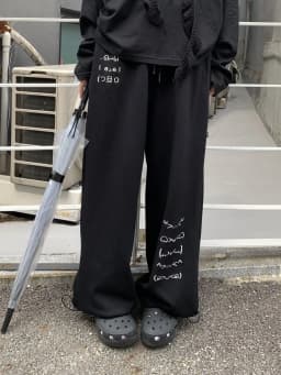 NICEMIX Kaomoji Sweatpants Women Cute Kawaii Cutecore Harajuku Jirai Kei Baggy Wide Leg Gray Joggers Y2K Alt Streetwear Pants
