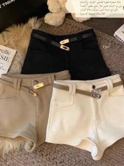 High Waist Slim Fit Straight Leg Fleece Lined Casual Shorts Women's Autumn Winter New Style Khaki Versatile Slimming Hot Pants