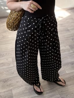 Polka Dot Cotton Linen Pants White Women Wide Leg Summer Spring Baggy Trousers For Woman High Waist Linen Loose Pants Women