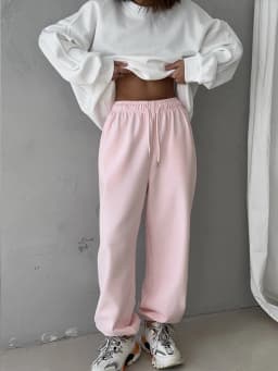 Autumn Women's Gray Sports Pants with Elastic 80% Cotton Jogging Vintage Classic Brown Sweatpants for Women