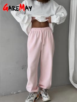 Autumn Women's Gray Sports Pants with Elastic 80% Cotton Jogging Vintage Classic Brown Sweatpants for Women