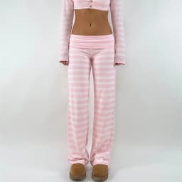 Women Y2k Striped Fold Over Pants Low Rise Yoga Pants Lounge Bottoms Color Block Wide Leg Flare Leggings Sweatpants
