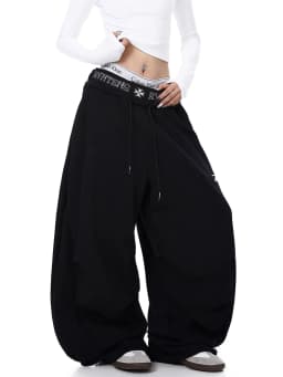 Retro American Deconstructed Embroidered Casual Jazz Dance Loose Wide Leg Pants Women's Spring Autumn Trendy Loose Fit Trousers