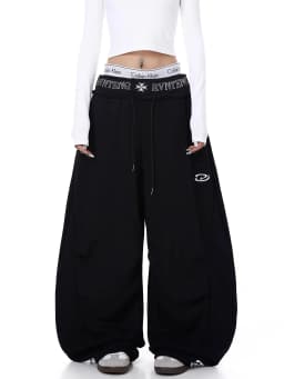 Retro American Deconstructed Embroidered Casual Jazz Dance Loose Wide Leg Pants Women's Spring Autumn Trendy Loose Fit Trousers
