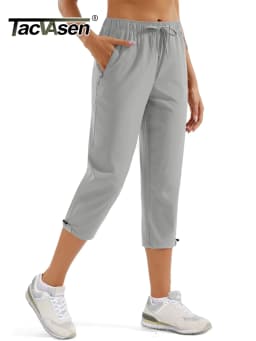 TACVASEN Women's Hiking Capris Pants UPF 50+ Lightweight Quick Dry Workout Travel Summer Casual Drawstring Pants Zipper Pockets