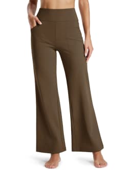 TACVASEN Women's Fleece Lined Wide Leg Yoga Pants Waterproof High Waist Business Pants Winter Warm Sweatpants with Pockets