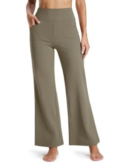 TACVASEN Women's Fleece Lined Wide Leg Yoga Pants Waterproof High Waist Business Pants Winter Warm Sweatpants with Pockets