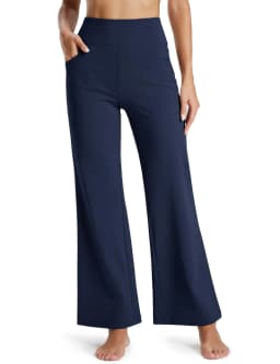 TACVASEN Women's Fleece Lined Wide Leg Yoga Pants Waterproof High Waist Business Pants Winter Warm Sweatpants with Pockets