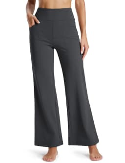 TACVASEN Women's Fleece Lined Wide Leg Yoga Pants Waterproof High Waist Business Pants Winter Warm Sweatpants with Pockets